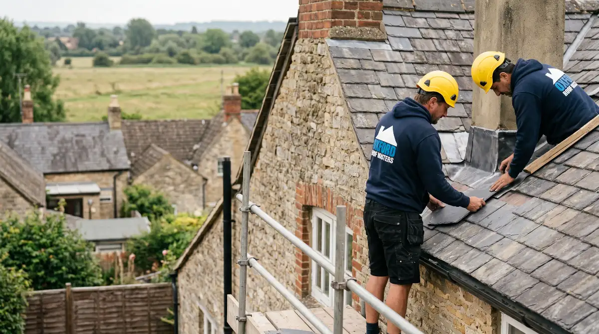Roofs of riverside homes near Godstow and Wolvercote, Oxford