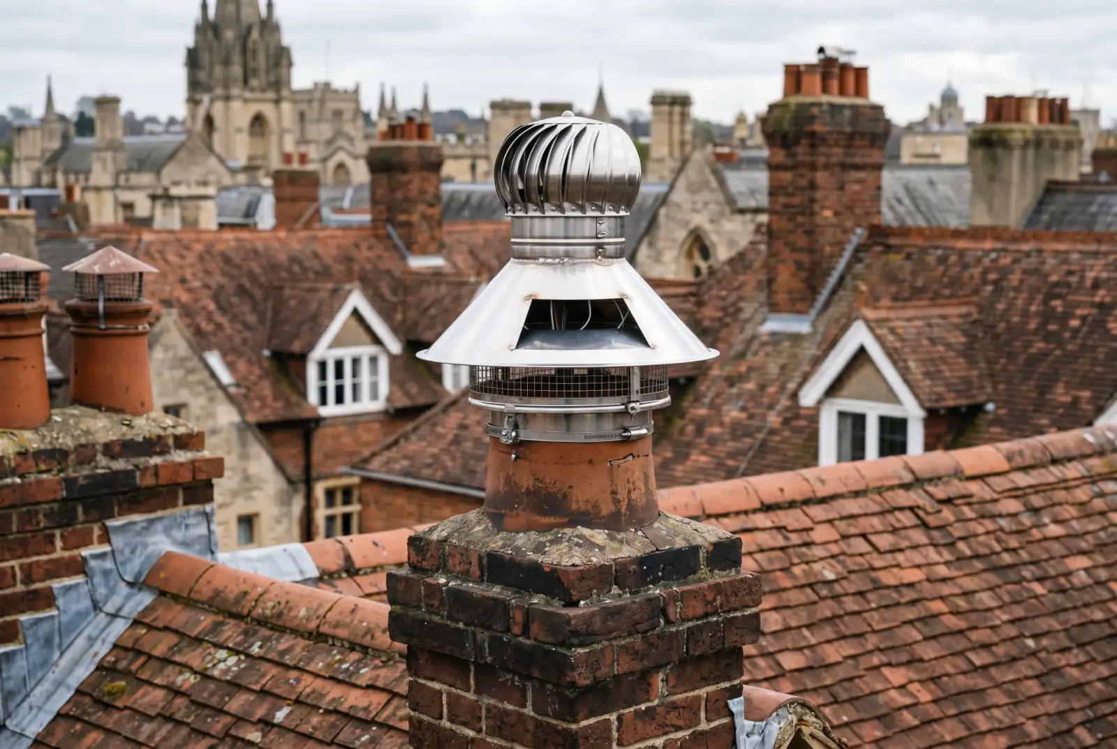 Ventilated chimney cap and cowl fitted to disused chimney in Oxford