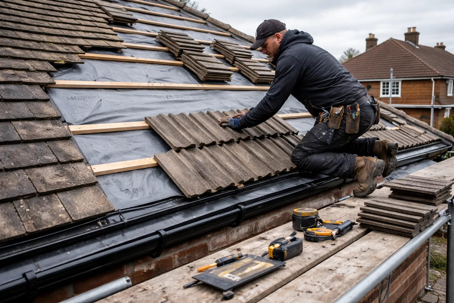Period cottage roofs in Wolvercote near Port Meadow, Oxford