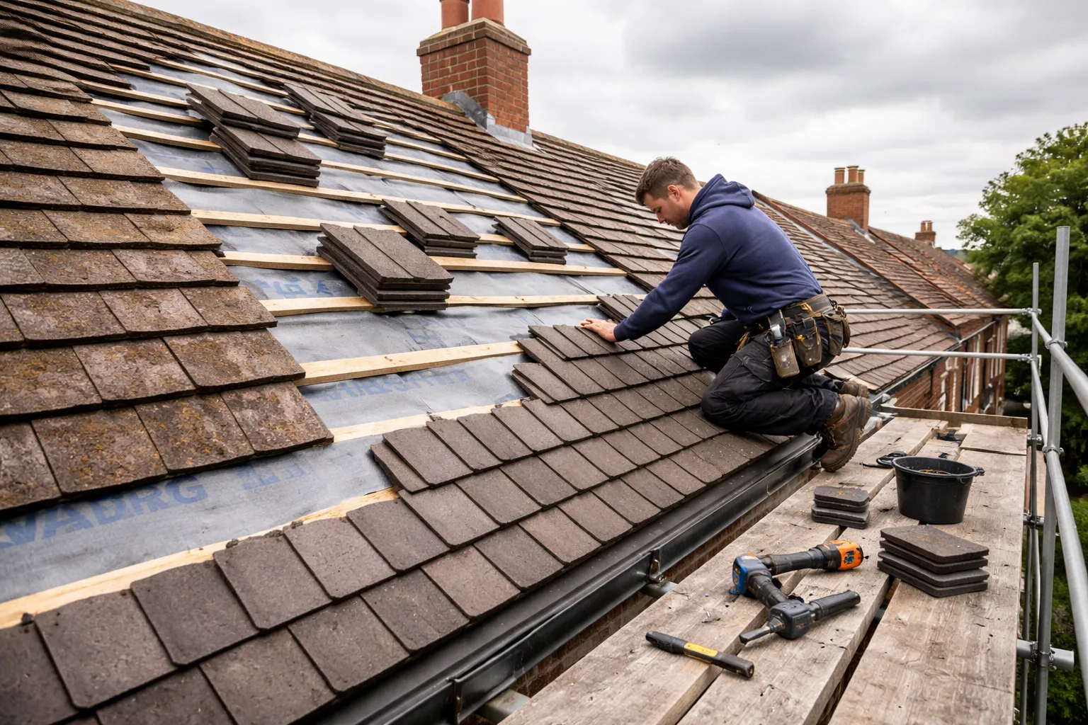 Lead flashing and slate detailing on a period Oxford roof