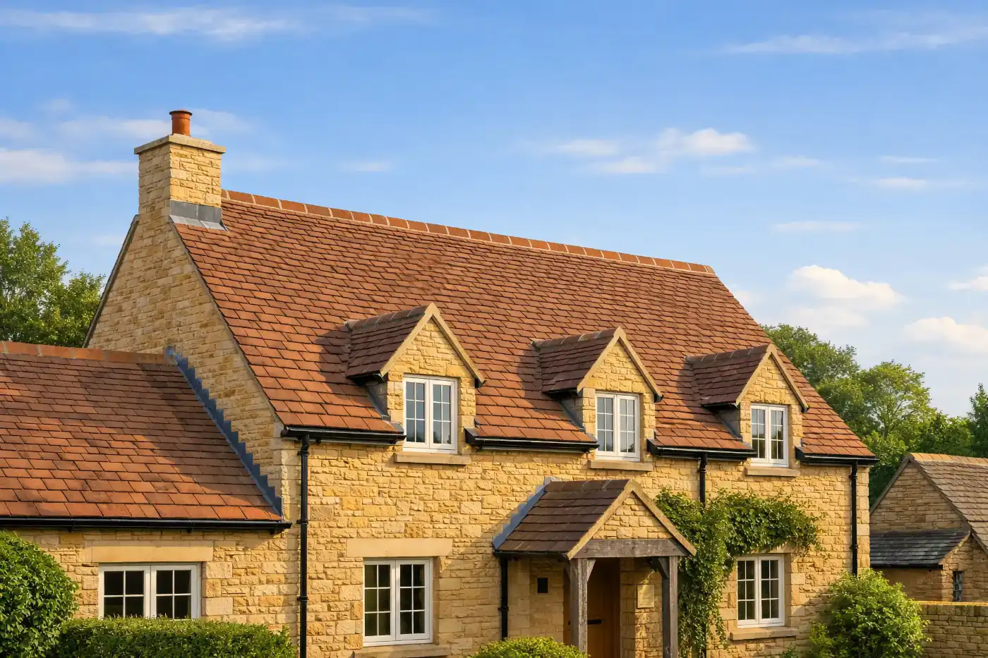 Roofers at work on a North Oxford period property